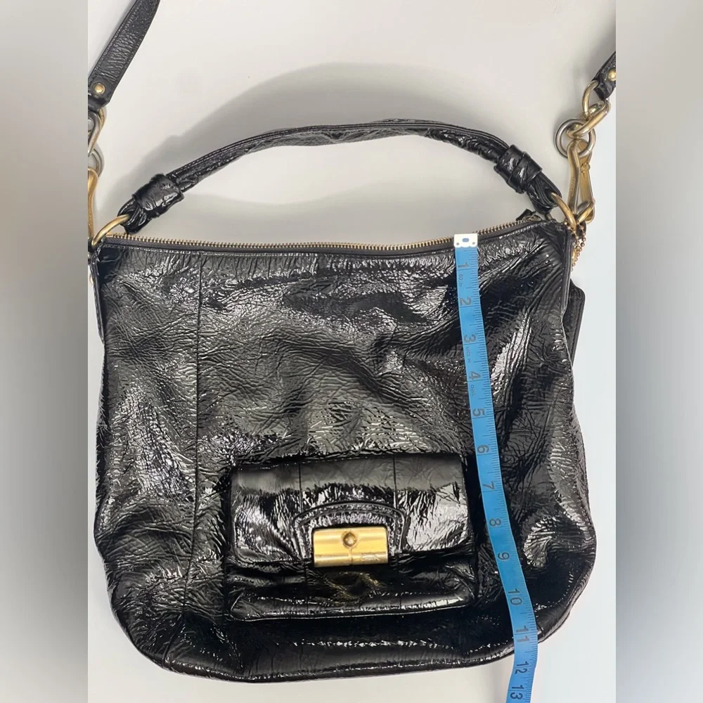 Coach Gold Clasp Textured Handbag